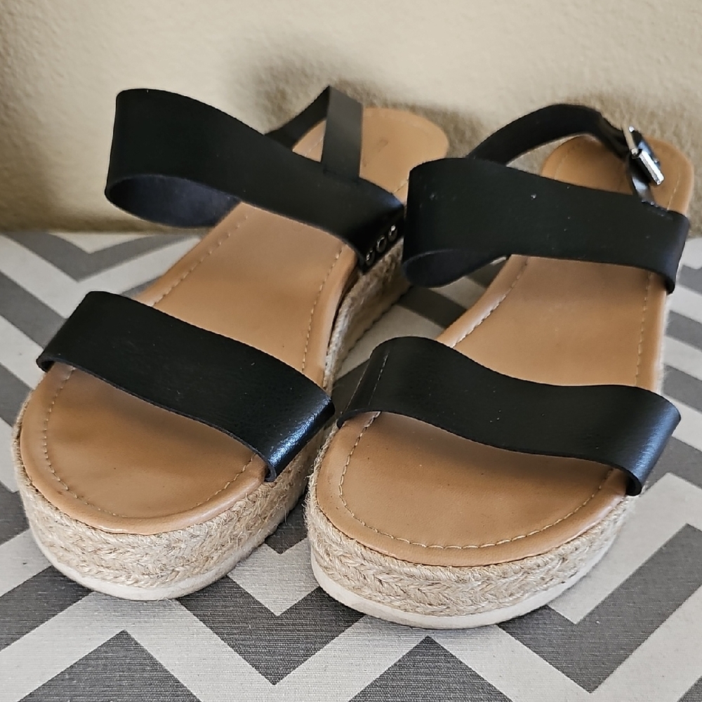 Rock & Candy Summer Black Espadrille Sandals Size 11
